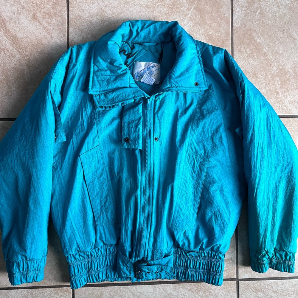 Vintage 80s turquoise green Bomber Ski Snow Jacket